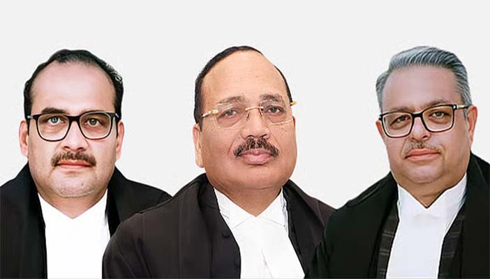 JK Maheshwari J. (L) CJI Surya Kant, Augustine George Masih (R).